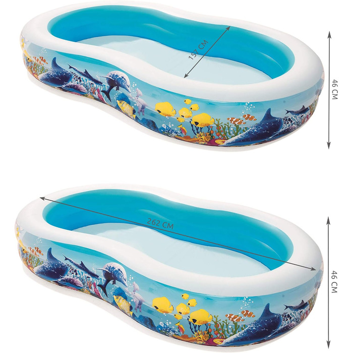 Надувний сімейний басейн Bestway Sea Ground 262x157x46 см
