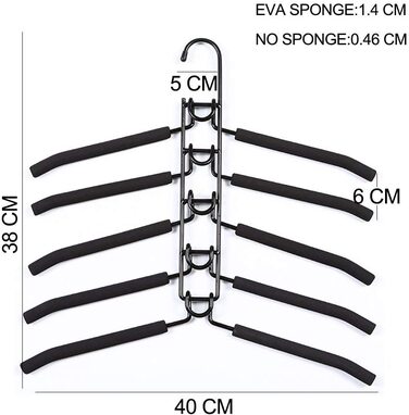 Вішалка для одягу 5 в 1 багатошарова вішалка для одягу, нековзна багатофункціональна металева губка, що економить місце для дорослих, зберігання одягу для Дому (1 комплект)