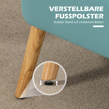 Диван Ретро, 2-місний, на дерев'яних ніжках, 117 см x 56,5 см x 77 см, зелений