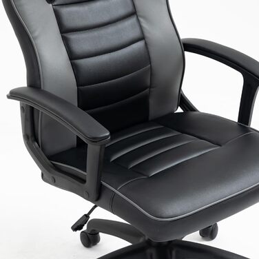 Ігрове крісло SVITA Гоночне крісло Ергономічне крісло для ПК з регульованою висотою з високою спинкою Діти Підлітки (чорний/сірий)