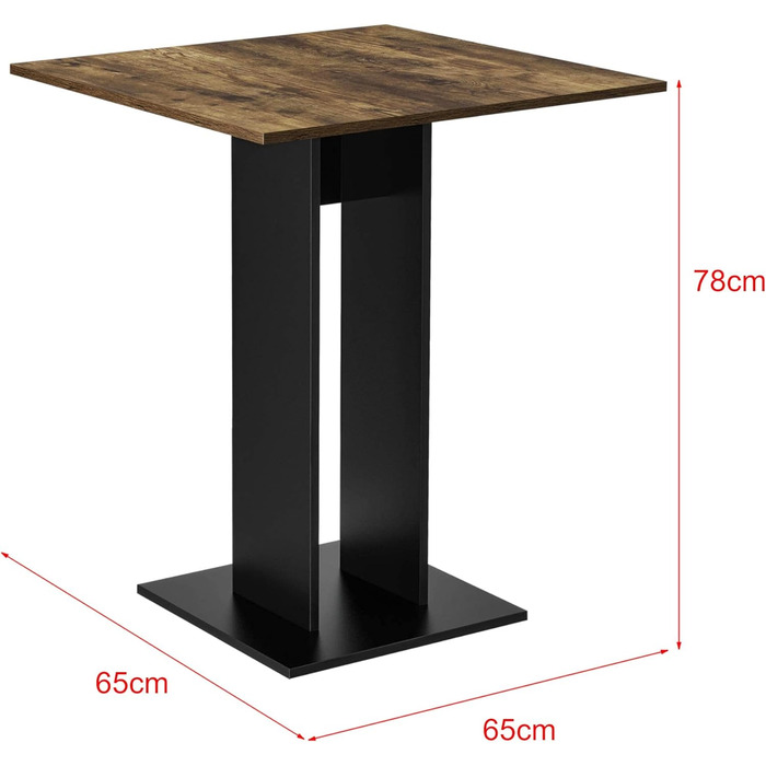 Кухонний стіл квадратний 65 x 65 x 78 см Стіл на п'єдесталі Обідній стіл з ДСП Обідній стіл Стіл обідній стіл (Горіховий вид/Чорний)