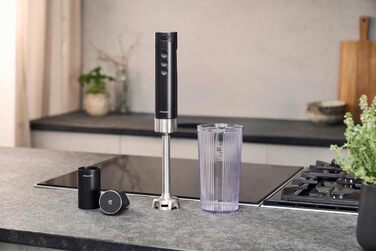 ZWILLING XTEND Бездротовий занурювальний блендер, стартовий набір з акумулятором та зарядною станцією, BLDC-двигун, 110 Вт, міксер з чашею, чорний