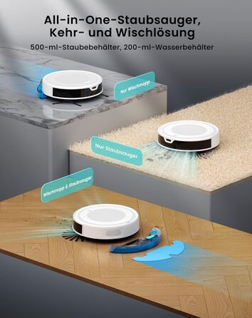 Робот-пилосос Lefant M310 Ultra з функцією миття підлоги, білий. Для тварин, килимів, з керуванням через додаток та Alexa.