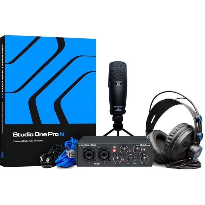 PreSonus AudioBox 96: USB аудіоінтерфейс для запису, стрімінгу та подкастингу (з Studio One Artist, Ableton Live Lite) - Чорний