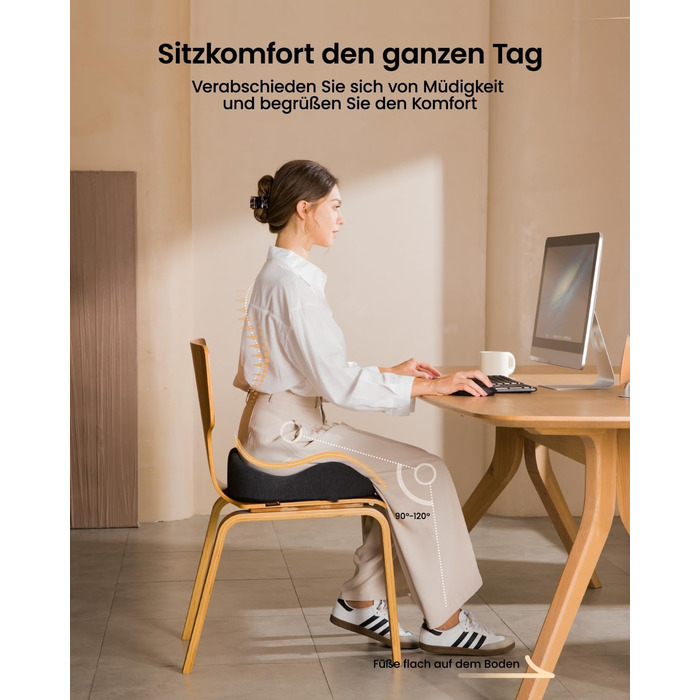 Подушка для офісного крісла ProtoArc, ергономічна подушка для куприка, піна з пам'яті, для інвалідного візка, авто, чорний колір, великий розмір