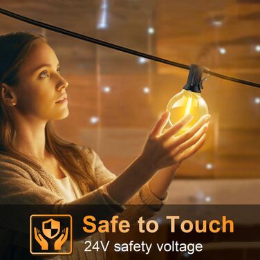 LED гірлянда для вулиці з пультом керування, 15м, G40, диммування, 4 режими, таймер, вологостійка, для саду, балкону, тераси, вечірки, кемпінгу, весілля