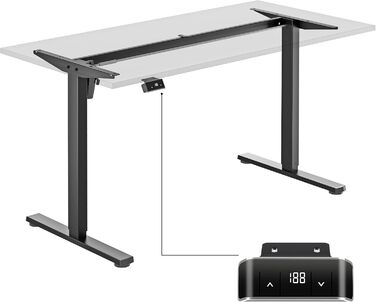 Електричний регульований стіл ONKRON WDF221E-B: чорне металеве підстав'я, для стільниць 120-170 см, до 70 кг