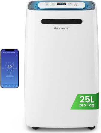 Про Breeze - Вологопоглинач повітря 25л/добу, 30 м², 4 режими, Wi-Fi, таймер, сушка білизни, захист від вологи та плісняви