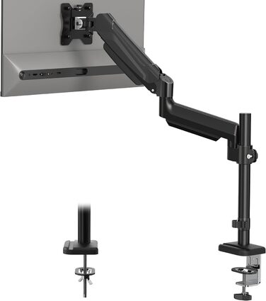 Кріплення для монітора BONTEC, 13-34 дюйми, газ-амортизатор, VESA 75/100mm, 3-9 кг, 360° оберт, регулювання нахилу та повороту