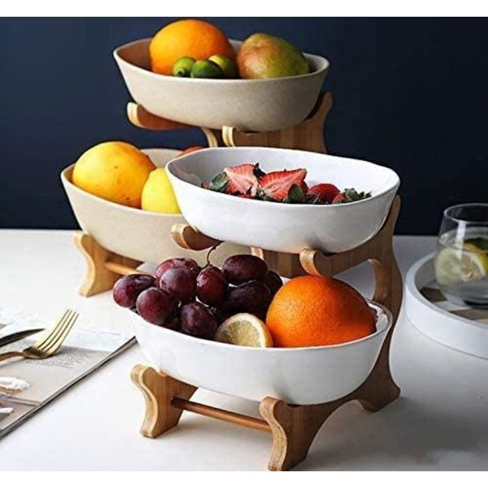 Поверхова керамічна ваза для фруктів PetKids з підставкою для фруктів, хліба, закусок, білого, фруктова тарілка, кошик для фруктів, кошик для овочів, полки для цукерок, 2-