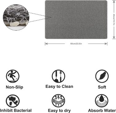 Нековзний килимок для душа NeuWook, масажні килимки з люфи, м'які Килимки для душової кабіни з дренажними отворами, Килимки для ванн з ПВХ для вологих приміщень (сірий)