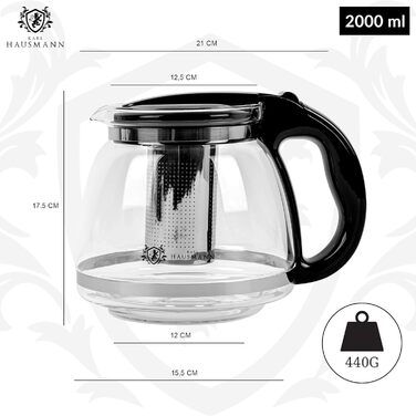 Скляна чайник Karl Hausmann з ситечком - 2л - Стильний дизайн, преміум якість