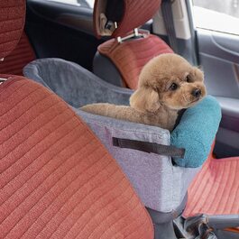 Автомобільне сидіння для собак NIBESSER для маленьких собак, автокрісло та ліжко для собак сумка для перенесення собак миється нековзне сидіння для собак для автомобіля зі знімною подушкою для собак ремені безпеки сидіння для собак сіро-синій