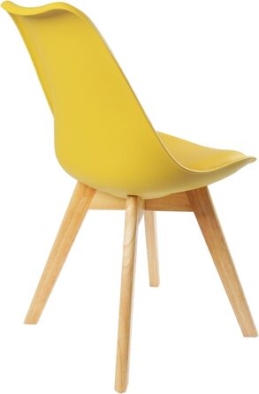 Стільці для їдальні WOLTU, скандинавський стиль, ретро дизайн, штучна шкіра, масивні дерев'яні ніжки, до 150 кг