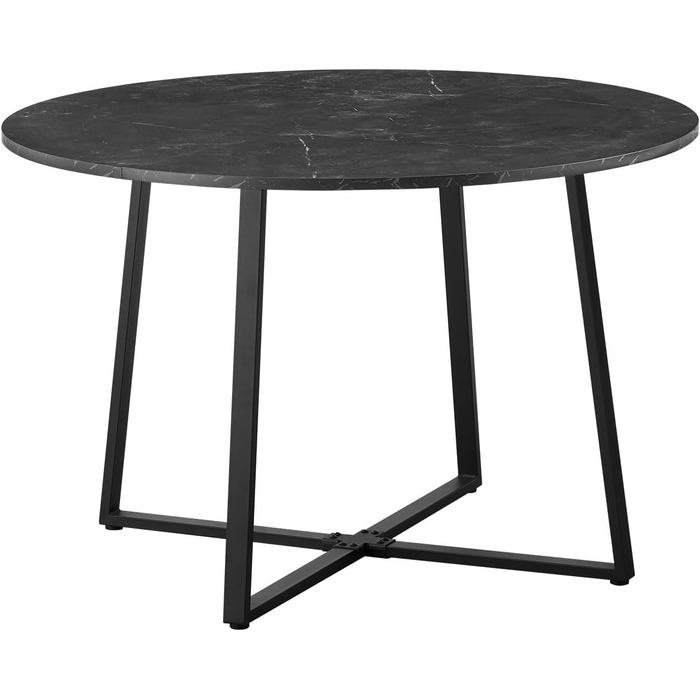 Стіл обідній DUBI Möbel NOA, круглий, 110x110 см, для кухні/їдальні, індустріальний стиль, бетонний вигляд, чорний мармур
