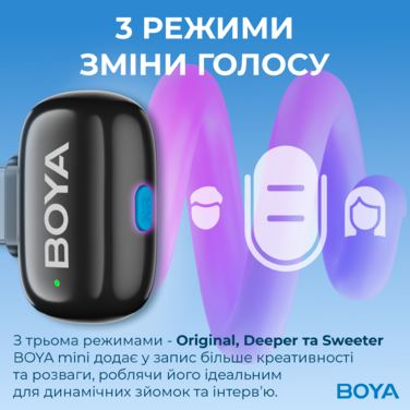 Бездротовий петличний мікрофон BOYA mini-16 Lightning Black