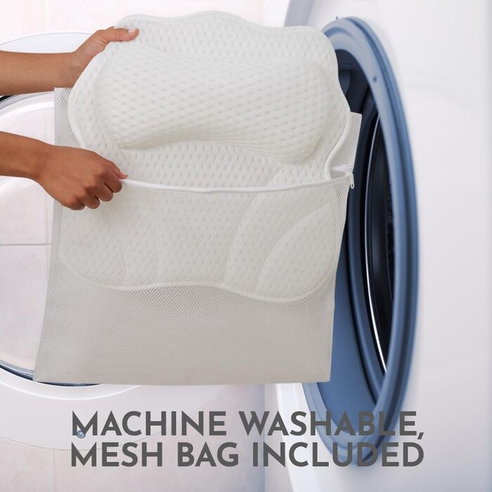 Подушка для ванни WONDERfoam з ергономічною підтримкою голови, шиї та спини, протиковзка, машинного прання, дихаюча, швидковисихаюча, сітчаста