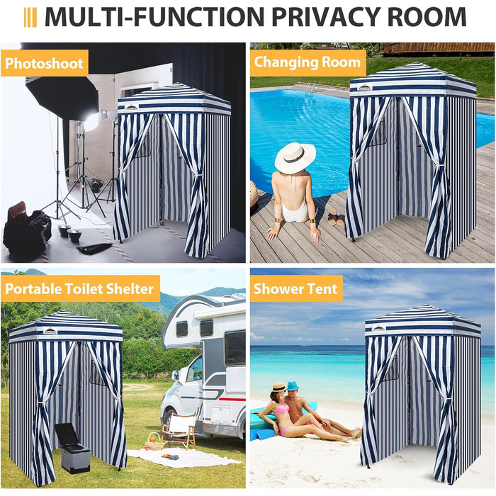 Намет-роздягальня EAGLE PEAK Flex Ultra Compact Pop-Up, 1,2 x 1,2 м, для басейну, фотосесій та кемпінгу (Морська синя/Білий)