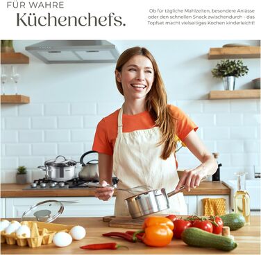 Набір каструль tectake® 9 предметів з нержавіючої сталі, посуд для плити (індукційна, газова, електрична), кухонний набір для дому та кемпінгу