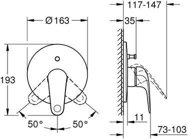 Змішувач для ванни Grohe Swift, хром, з інструментом, 24335001 (прихований монтаж)