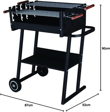 Мангал Tarrington House Brigida з чавунною решіткою, сталь, 2 регульовані решітки, на колесах, чорний