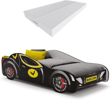 Ліжко дитяче KOBI BATCAR Супергерой, ліжко-машинка для хлопчика, 140x70 см, комплект з матрацом та каркасом