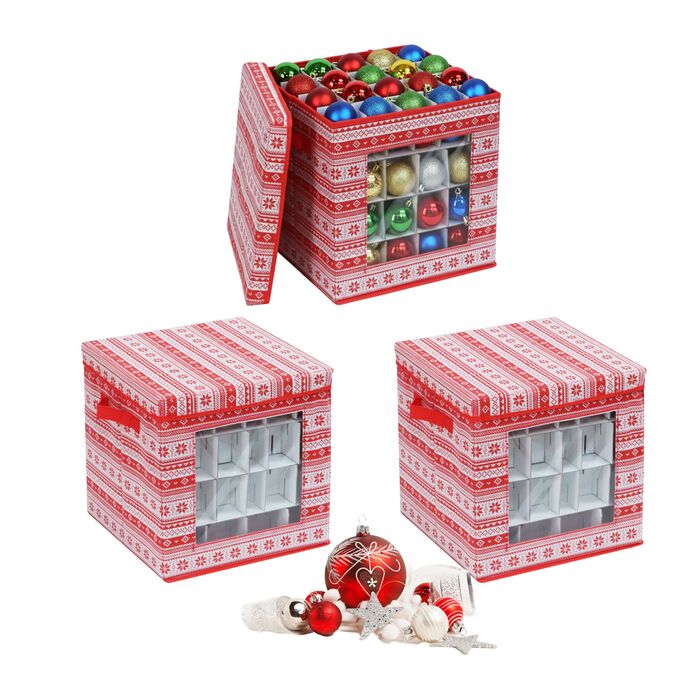 Набір з 3 коробок для зберігання новорічних кулічок Relaxdays