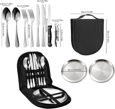 Набір столових приборів для кемпінгу, 1, портативний срібний посуд для пікніка, посуд для кемпінгу з нержавіючої сталі з виделками, ложкою, ножем, пляшкою