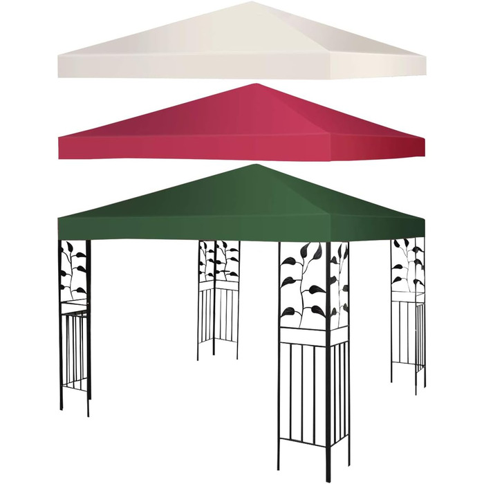 Альтанка для заміни даху GIANTEX 3x3m, Покриття для заміни даху павільйону Покриття даху для садової альтанки, Покриття альтанки (одинарний дах, винно-червоний)