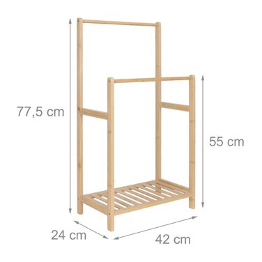 Підставка для рушників Relaxdays з бамбука, 2 перекладини та полиця