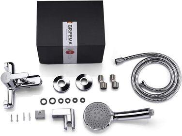 Набір для душу GRIFEMA Bad-Duschsystem G13003 з ручною лійкою, змішувач для ванни, шлангом та кріпленням, накладний монтаж, хром