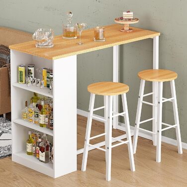 Набір барного столу та табуреток Soges: стіл, 2 барні табурети, полиця для зберігання (91x49.5x91 см)