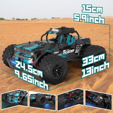 Радіокерований позашляховик Monstertruck 1:14 4WD 40 км/год з двома акумуляторами, світлодіодами, 2.4 GHz для піску, бруду - ідеальний подарунок для дітей та дорослих