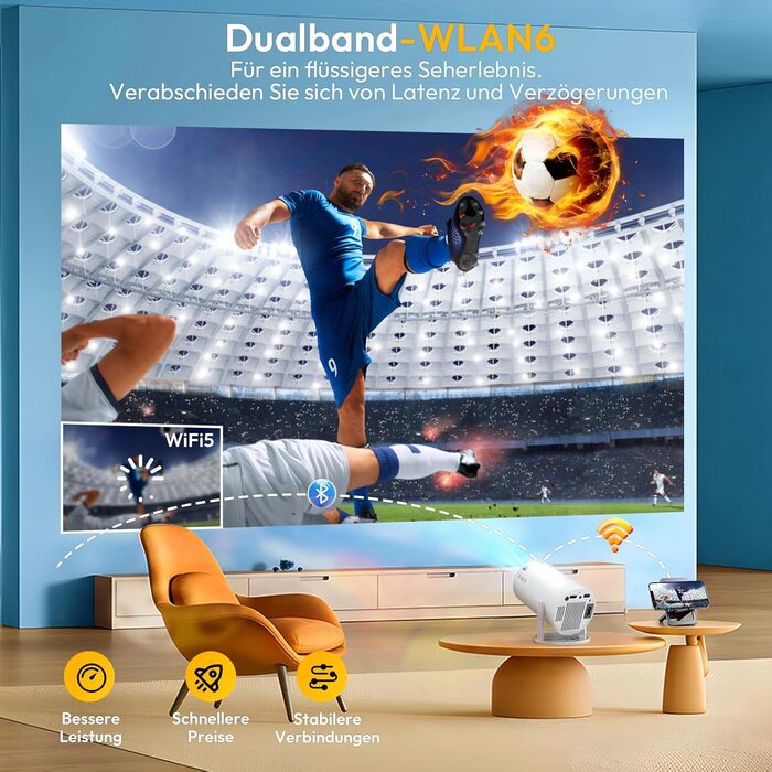 Проектор Xgody Gimbal 3 New: 12000 Люмен, Android 11.0, WiFi 6, Bluetooth, Auto Keystone, Підтримка 4K 1080P, 720P HD, для домашнього кінотеатру (білий)