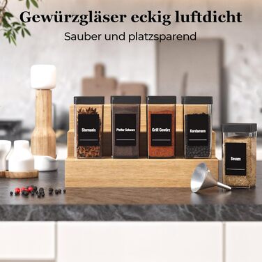 Набір кутових банок для спецій з кришкою, 32 шт по 120 мл, чорний, з дозатором та 120 етикетами