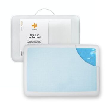 Ергономічна подушка для шиї та попереку Inphysio Luxury з гіпоалергенної піни з ефектом пам'яті, Comfort Gel, 60x35x12/7 см, біла (2 наволочки в комплекті)