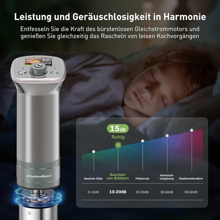 Су-від занурна піч KitchenBoss G320PS з Wi-Fi: точний контроль температури, дисплей TFT, 1100W, IPX7, для приготування су-від