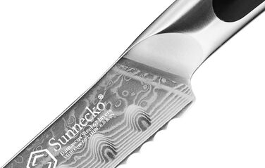Ніж Sunnecko Дамаск - кухонний ніж з високоякісної сталі Дамаск. Багатофункціональний кухонний ніж для дому та кухні з ергономічною ручкою (8 дюймів, ніж для хліба)