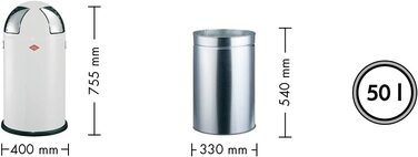 Піддон для педалей Wesco Push Two, нержавіюча сталь, 40 x 40 x 77,5 см (білий)
