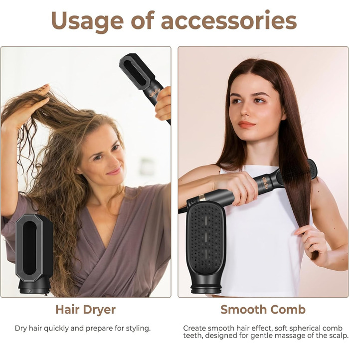 В 1, Hairstyler Hair Styler Набір щіток з теплим повітрям, Щітки для укладання Airstyler з автоматичною плойкою, масажна щітка з теплим повітрям, щітка для масажу з гарячим повітрям, щітка для випрямлення волосся (чорне золото), 6