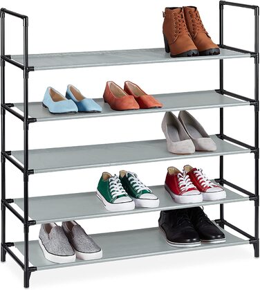 Полиця для взуття, 5 рівнів, до 20 пар, 90,5х87,5х30 см, сіра