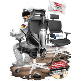 Ергономічне офісне крісло CLOUVOU ProSeat Masterseat, чорне, комп'ютерне крісло для дому та геймінгу, регульоване, до 150 кг, тест-переможець