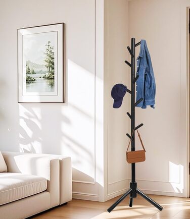 Підставка для одягу з бука, 9 гачків, 3 положення по висоті, для шапок, шарфів, сумок (білий/чорний)