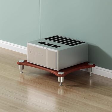 Стойка для аудіо HiFi Regal, 4-рівнева, медіа-стійка для AV, ТВ стійка, медіацентр, підставка для платівок, для підсилювача (1-рівень, темне дерево)