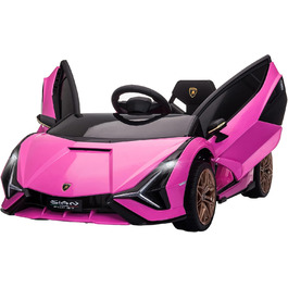 Дитячий електромобіль Lamborghini SIAN 12V з пультом, музикою, світлом, металевий, рожевий, для дітей 37-60 місяців, 108x62x40 см
