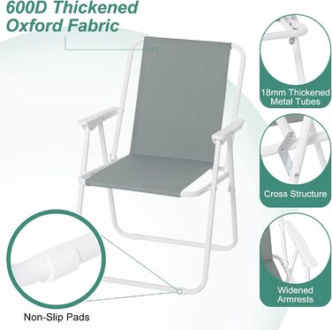 Крісло для кемпінгу WOLTU складне, набір з 2 шт. , складаний стілець Зручне складаний стілець, рибальське крісло ультралегке з підлокітниками для пікніка, на відкритому повітрі, в походах, сад, балкон, темно-сірий, CPS8151dgr-2