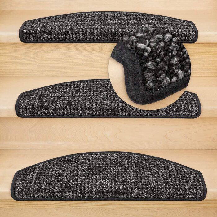 Кеттельсервіс-Мецкер ступінчасті килимки Гера напівкруглі сходові килимки сходовий килимок (14 шт., антрацит)