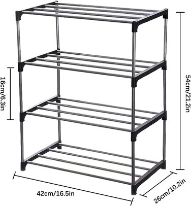 Невелика полиця для взуття, штабельована полиця для взуття, 4 рівня, місце для зберігання взуття, легка полиця для взуття, місце для зберігання, органайзер, посох