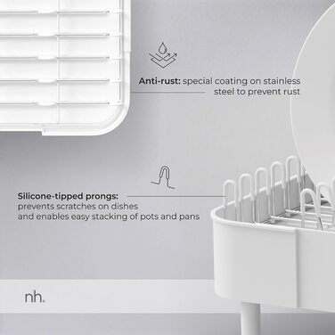 Сушарка для посуду висувна з нержавіючої сталі біла | сучасний мінімалістичний дизайн