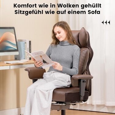 Ігровий крісло COMHOMA з ергономічною підтримкою спини, регульованими підлокітниками та широким сидінням (колір: коричневий)